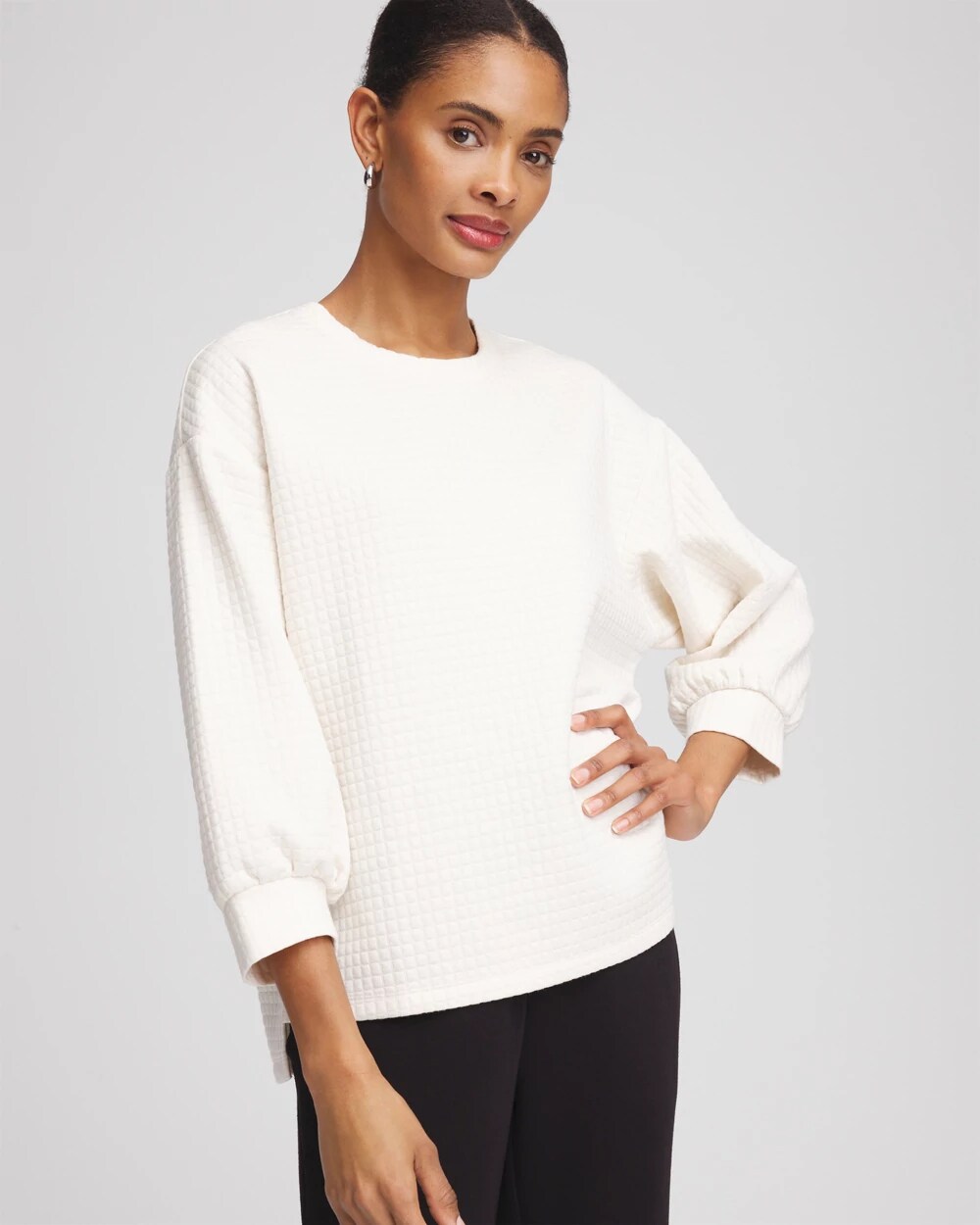Zenergy® Jacquard Bubble-Sleeve Top | Chico's Zenergy® Jacquard Bubble-Sleeve Top | Chico's
